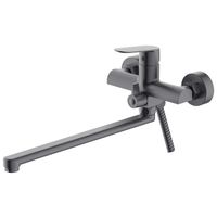 Смеситель для ванны Azario Alanti керамический картридж, длинный излив, с ручным душем, шланг 150 см, графит арт-AZ-K1732GR — фото 1, Смеситель для ванны