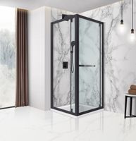 Душевой уголок с поворотной дверью Stile , 900*900, черный, стекло прозрачное, правый арт-VSS-2ST9090CLB-R — фото 3, Квадратные душевые уголки