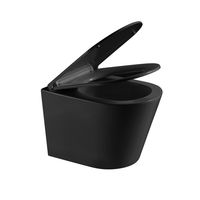 Унитаз подвесной Grossman (515х355х365) безободковый,черный матовый с тонкой крышкой,микролифт,смыв торнадо,1 место арт-GR-4478BMSQ — фото 1, Подвесные унитазы