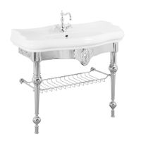 BELLA Комплект консоль напольная 100 см. с решеткой хром, раковина керамика белая 30332 — фото 1, Консоли для раковины