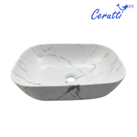 Раковина CR8217MMW накладная, мрамор матовый белый, прямоугольная 500х395х145 Ceruttispa — фото 3, Раковины накладные