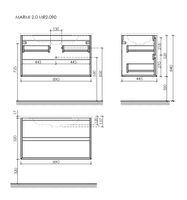 Тумба подвесная SANCOS Marmi 2.0 890х445х520 с двумя ящиками оснащенными доводчиками скрытого монтажа, дуб галифакс натуральный, арт. арт-MR2.090EG — фото 11, Тумбы под раковину