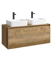 Подвесная тумба 120 см с двумя ящиками: основной и внутренний, скрытый за фасадом. Цвет дуб балтийский; с умывальником арт-MOB0112DB+MOB0712DB — фото 5, Тумбы с раковиной