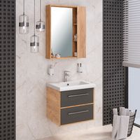 Тумба подвесная с умывальником MELBOURNE 60 /дуб/серый/ AQUA DE MARCO 5060GCMEL/H/V.2.0 — фото 10, Тумбы с раковиной