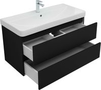 Тумба с раковиной Aquanet Вега 2.0 100 2 ящ. цв.черный (раковина Flat) 00344765 — фото 5, Тумбы с раковиной
