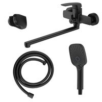 Смеситель для ванны Azario Conda керамический картридж, длинный излив, с ручным душем, шланг 150 см, черный матовый арт-AZ-K1711B — фото 8, Смеситель для ванны