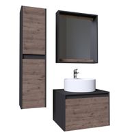 Зеркало "СМАРТ-60 см" графит с полкой 206007 — фото 1, Зеркала в ванную комнату