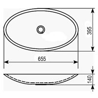 Раковина накладная Azario 655х395х140 овальная, белый арт-AZ- 40148 — фото 2, Раковины накладные