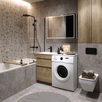 Товар: Напольная тумба под стиральную машину с двумя ящиками 115 см, цвет дуб балтийский с умывальником арт-TER01052NDB+FOR.11.04.D-L - фото 3 Напольная тумба под стиральную машину с двумя ящиками 115 см, цвет дуб балтийский с умывальником арт-TER01052NDB+FOR.11.04.D-L — фото 3, Тумбы с раковиной