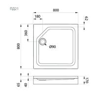 Товар: ПД21 Поддон ДК низкий квадрат 80х80 в комплекте арт-Щ0000038719 - фото 2 ПД21 Поддон ДК низкий квадрат 80х80 в комплекте арт-Щ0000038719 — фото 2, Душевые кабины
