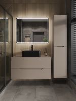 Товар: Orange Line тумба с раковиной подвесная 100 см, латте/черный арт-Li-100TuLMDF+B02-460MB - фото 5 Orange Line тумба с раковиной подвесная 100 см, латте/черный арт-Li-100TuLMDF+B02-460MB — фото 5, Тумбы с раковиной