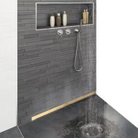 Желоб BERGES водосток WALL 600 пристенный, золото глянец, S-сифон D50 H60 боковой 092156 — фото 1, Душевые лотки