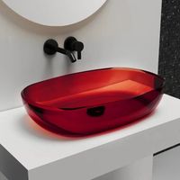 Раковина накладная прозрачная ABBER Kristall AT2805Rubin красная — фото 1, Раковины накладные