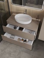 Orange Line тумба с раковиной подвесная 100 см, латте/белый арт-Li-100TuLMDF+B05-520W — фото 4, Тумбы с раковиной