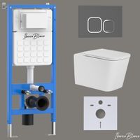 Комплект 3в1 IBERICA BLANCA инсталляция SILENCIO, унитаз TOLEDO ALTO белый, кнопка смыва ESTI-Q серый матовый (IB001.TLA.234.837) — фото 1, Комплекты унитаз + инсталляция