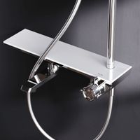 F0790700 Gem, душ.система: см-ль-полка д/ванны/душа, душ.штанга, верхн. душ 220мм, ручн.душ, хром — фото 1, Душевые стойки