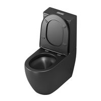 Унитаз напольный Grossman (680х375x810) безободковый,черный матовый с тонкой крышкой,микролифт,2 места арт-GR-4419BMS — фото 2, Напольные унитазы