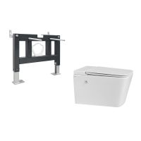 Комплект ABBER подвесной унитаз Rechteck AC1202P белый с импульсным смывом с инсталляцией AC0101P арт-AC1202P-AC0101P — фото 1, Комплекты унитаз + инсталляция