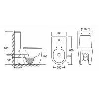 Унитаз-компакт Azario Verona 360х660х800, напольный, безободковый, система смыва "Торнадо", в комплекте с быстросъемным сиденьем микролифт арт-AZ-8301 — фото 14, Напольные унитазы