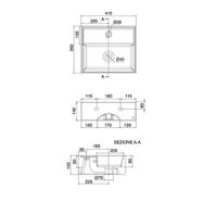 Раковина Scarabeo TEOREMA 2.0 подвесная или накладная с переливом с одним отверстием цвет белый арт-5001 — фото 3, Раковины подвесные