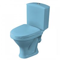 Унитаз-компакт "Вест" косой выпуск, с кнопочной арматурой и сиденьем, голубой SANTERI 1P2018S0600BF — фото 6, Напольные унитазы