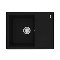 Кухонная мойка Lemark IMANDRA 640 врезная прямоугольная с крылом из кварцгранита, Антрацит арт-9910019 — фото 3, Кухонные мойки