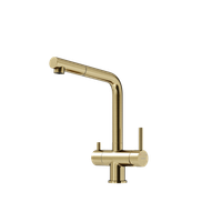 Смеситель для кухни SANCOS Spin с поворотным и вытяжным изливом, c краном для фильтрованной воды, цвет брашированное золото, арт. арт-SC4015BG — фото 1, Смесители для кухни