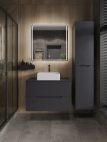 Orange Line Li-80TugMDF+B04-405W тумба с раковиной подвесная 80 см, графит/белый Li-80TugMDF+B04-405W — фото 5, Тумбы с раковиной