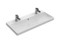 Раковина, Villeroy&Boch, Avento, ширина, мм-1000, глубина, мм-470, тип установки-на тумбу, отверстия для смесителя-2, перелив-есть, тип перелива-открытый, материал-санфарфор, цвет-альпийский белый арт-4156A401 — фото 1, Раковины накладные