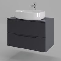 Orange Line Li-80TugMDF+B08-600W тумба с раковиной подвесная 80 см, графит/белый Li-80TugMDF+B08-600W — фото 1, Тумбы с раковиной