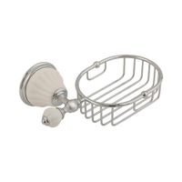 OLIVIA Решетка-корзинка настенная, керамика белая, хром 17502 — фото 1, Полки