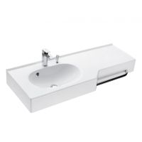 Раковина ОТЕЛЬ 2/1270, левая с навесами и диспенсором 1A70113WOT01L — фото 1, Раковины подвесные