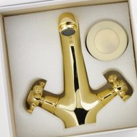 PRESTIGE См-ль д/раковины, донный клапан "click-clack", золото арт-31601 — фото 5, Смесители для раковины