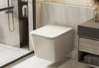 Унитаз ABBER Rechteck подвесной светло-бежевый матовый, безободковый арт-AC1201MBE — фото 3, Подвесные унитазы