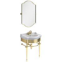 Комплект консоль FORTUNA напольная 73 см. с зеркалом золото, раковина IMPERO керамика белая 31270 — фото 1, Консоли для раковины