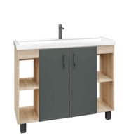 Тумба напольная "ФЛАЙ-100 см" дуб сонома/серая (ум.Фостер-100) 101002 — фото 1, Комоды и тумбы для ванной комнаты