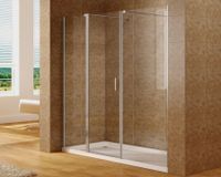 Душевая дверь Aquanet Cinetic 200, прозрачное стекло арт-AE12-N-120H190U-CT + AE12-F-80H190U-CT — фото 1, Распашные душевые двери