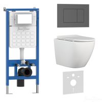 Комплект 3в1 IBERICA BLANCA инсталляция SILENCIO, унитаз BILBAO ALTO белый, кнопка смыва ESTI-S серый матовый (IB001.BLA.231.856) — фото 1, Комплекты унитаз + инсталляция