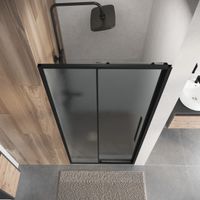 Дверь в нишу Niagara Nova NG-84-L10CHB (100х195) черный матовый,раздвижная влево,стекло шиншилла,1 место — фото 6, Раздвижные душевые двери