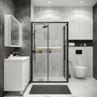 Душевое ограждение Grossman Cosmo 100.K33.02.110.21.02-200.K33.02.100.21.02 (110х100х195) раздвижная(левая),черный матовый,стекло шиншилла,2 места арт-120.K33.02.1110.21.02 — фото 2, Прямоугольные душевые уголки