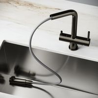 Смеситель для кухни SANCOS Spin с поворотным и вытяжным изливом, c краном для фильтрованной воды, цвет вороненая сталь, арт. арт-SC4015GG — фото 9, Смесители для кухни