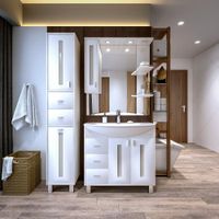 Комплект мебели для ванной Бриклаер БАЛИ 85R, светлая лиственница/белый — фото 1, Комплекты мебели для ванной