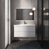 "S1" тумба под умывальник подвесная 100 см., цвет белый глянец. арт-AQM900110WH — фото 1, Тумбы под раковину