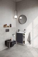 Подвесная тумба 60 см левая с одной дверью и открытыми полочками, цвет: корпус - светлый камень, фасад - серый матовый арт-ALB0106LLS+ALB0706GRМ — фото 2, Тумбы с раковиной