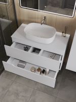 Orange Line Li-100TuwMDF+B07-540W тумба с раковиной подвесная 100 см, белый Li-100TuwMDF+B07-540W — фото 4, Тумбы с раковиной