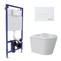 Комплект BERGES: инсталляция NOVUM кнопка L1 белая, унитаз VITA Rimless 49 см, сиденье дюропласт микролифт, быстросъём арт-043373 — фото 8, Комплекты унитаз + инсталляция