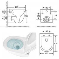 Товар: Унитаз подвесной Azario Trevi 495х360х390 безободковый, слив "Скрытое Торнадо", в комплекте с сидением микролифт, белый арт-AZ-0093UQ3 - фото 14 Унитаз подвесной Azario Trevi 495х360х390 безободковый, слив "Скрытое Торнадо", в комплекте с сидением микролифт, белый арт-AZ-0093UQ3 — фото 14, Подвесные унитазы