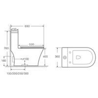 Унитаз-моноблок Azario Vally 690х360х760 напольный, слив "Торнадо", в комплекте с быстросъемным и сиденьем микролифт арт-AZ-80687 — фото 14, Напольные унитазы
