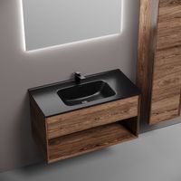 Тумба подвесная SANCOS Marmi 1.0 890х445х520 c одним ящиком оснащенным доводчиками скрытого монтажа и открытой нишей, дуб чарльстон, арт. арт-MR1.090ECH — фото 9, Тумбы под раковину