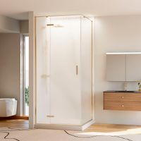 Душевой угол Veconi Rovigo RV-073RG/L, 1200х800х1950, золото брашинг, стекло дождь RV073RG/L-12080-06-C4 — фото 1, Квадратные душевые уголки